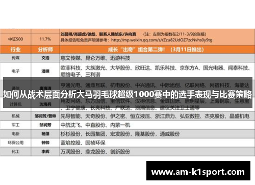如何从战术层面分析大马羽毛球超级1000赛中的选手表现与比赛策略