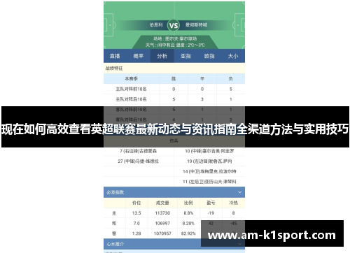现在如何高效查看英超联赛最新动态与资讯指南全渠道方法与实用技巧